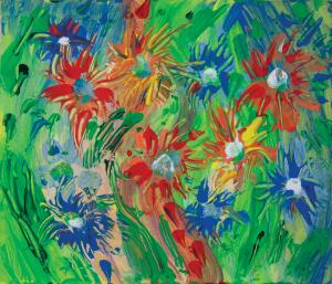 multicolored flowers impression